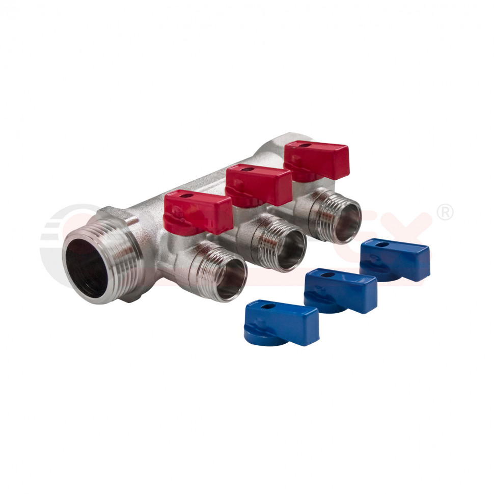 Коллектор с отсекающими кранами, 1"х2 вых. 1/2" нар. VALFEX (31) К