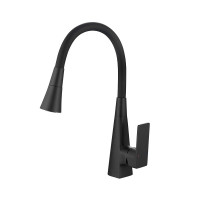 Смеситель для кухни, гибкий силиконовый излив,  латунь, VALFEX Tureis Black (10)