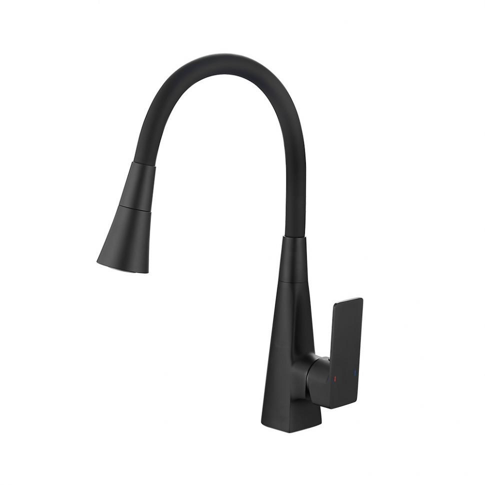 Смеситель для кухни, гибкий силиконовый излив,  латунь, VALFEX Tureis Black (10)