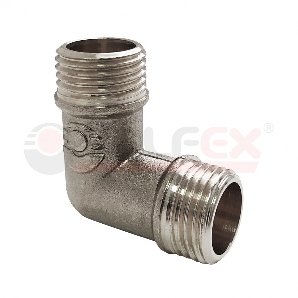 Угольник никелированный с наружной резьбой VALFEX НР-НР 1/2" (120/10)