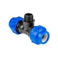 Тройник ПНД компр. переходной с наружной резьбой 75-2 1/2"-75 (9/1) VALFEX К